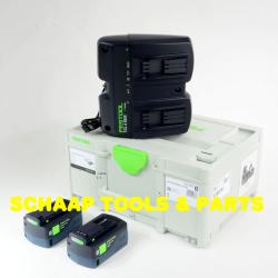 Accupack 18 volt 5,0 Ah ENERGIE-SET 2x accu met TCL 6 DUO lader in SYS3 M 187 | 577707